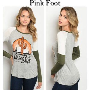 Desert Days Cactus Graphic Shirt NWT Med